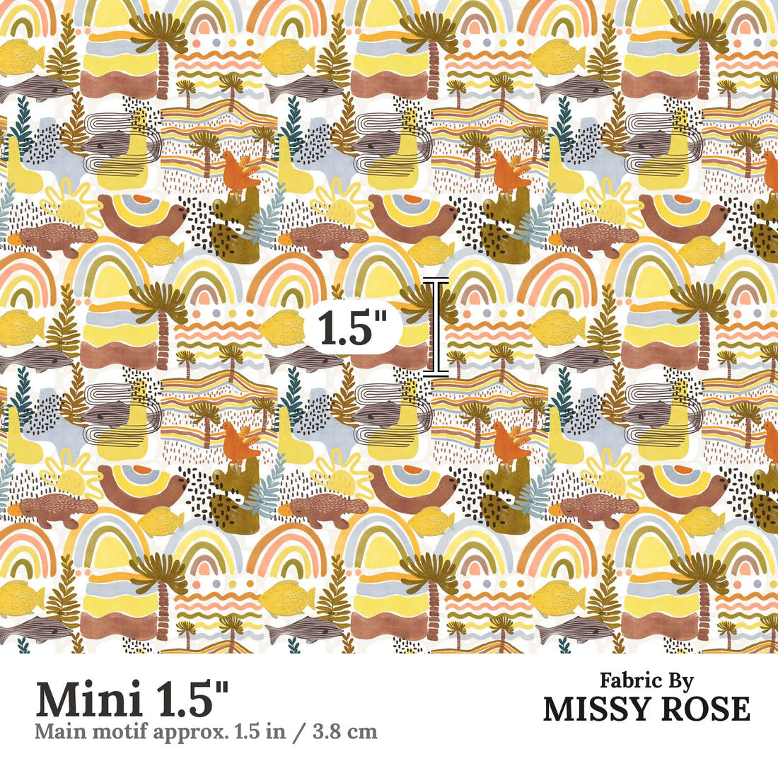 Design 636 Boho Australian Fabric Mini 1.5" - print scale | Fabric by Missy Rose