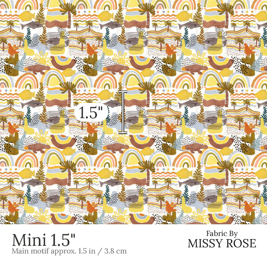 Design 636 Boho Australian Fabric Mini 1.5 inch print scale guide | Fabric by Missy Rose