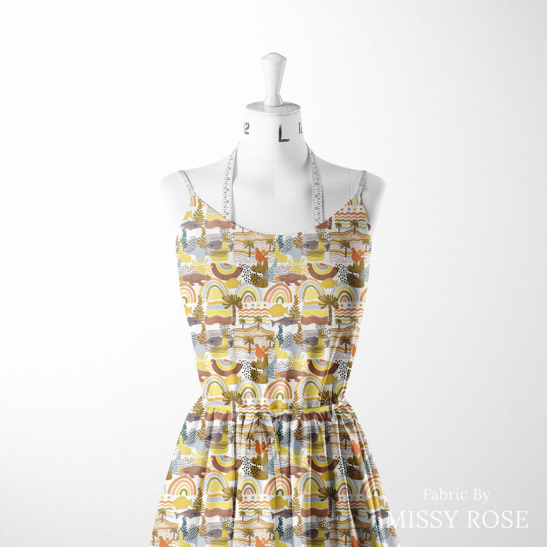 Design 636 Boho Australian Fabric sewn into a women's dress – see how the print looks made up | Fabric by Missy Rose