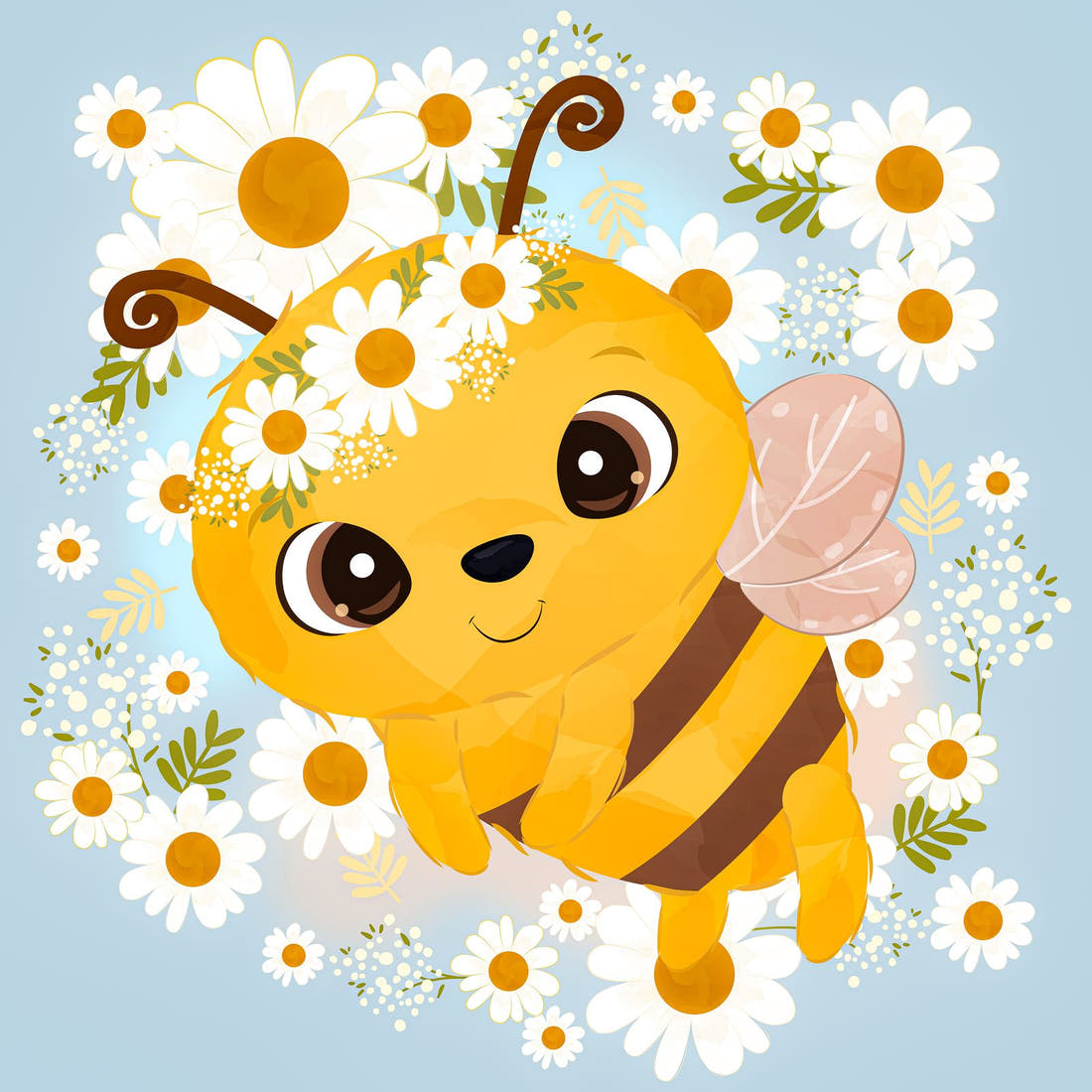 Design 637 Cute Honey Bee Panel – full artwork close-up of the printed picture | Fabric by Missy Rose