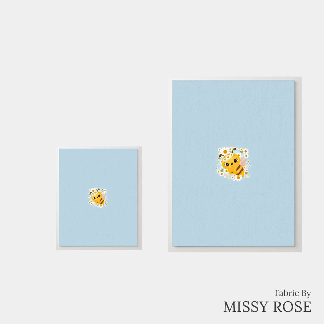 Design 637 Cute Honey Bee Panel – universal and adult panel sizes side by side | Fabric by Missy Rose