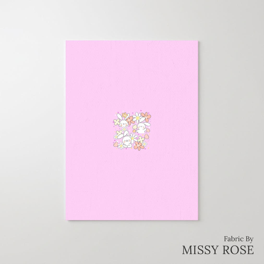 Design 638 Pink Bunny Panel – printed fabric panel with centred picture, custom printed to order | Fabric by Missy Rose