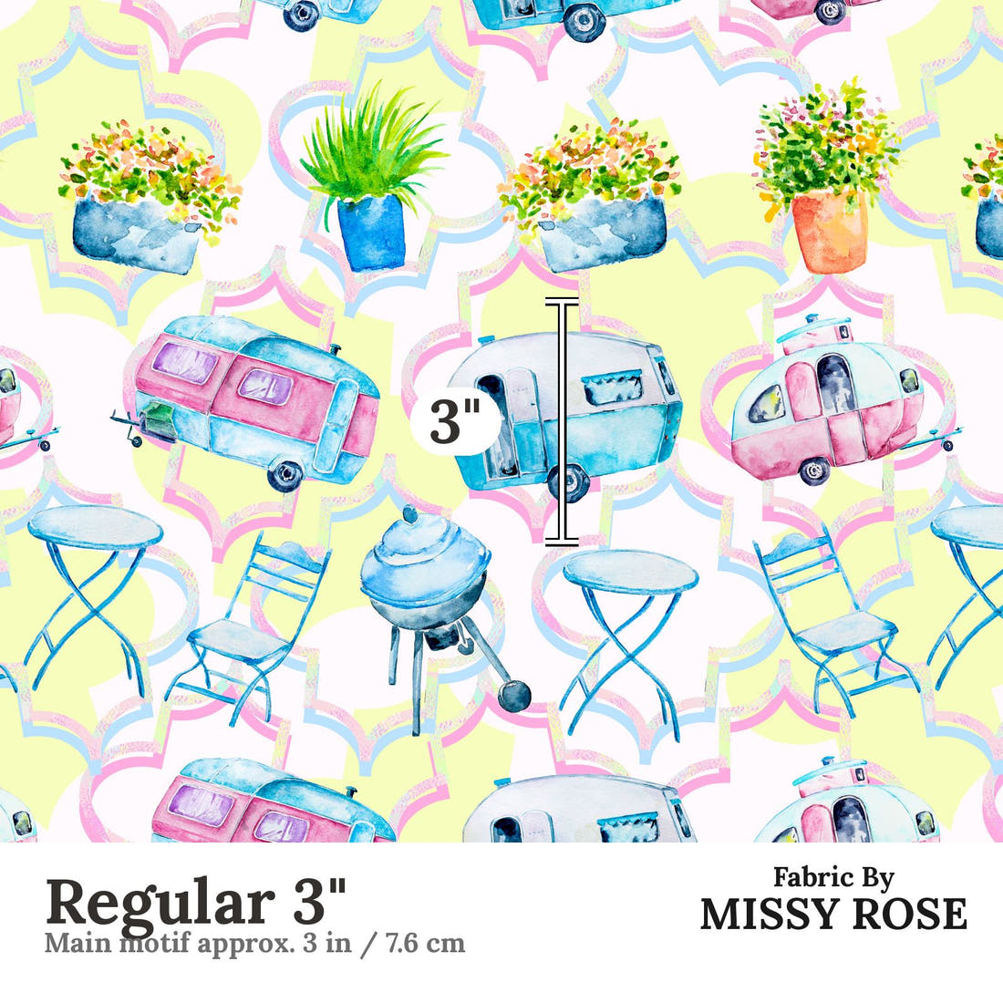 Design 639 Caravan Fabric Regular 3" - print scale | Fabric by Missy Rose