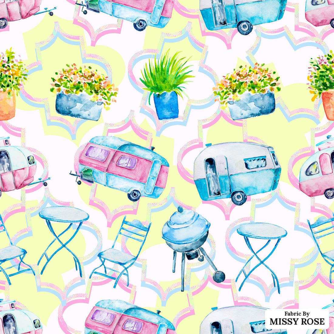 Design 639 Caravan Fabric - flat view of the print, zoom in for detail | Fabric by Missy Rose