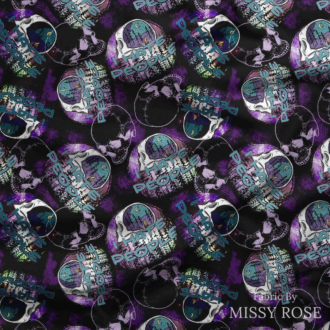 Design 64 Hate People Fabric draped fabric mockup – custom printed fabric by the metre | Fabric by Missy Rose