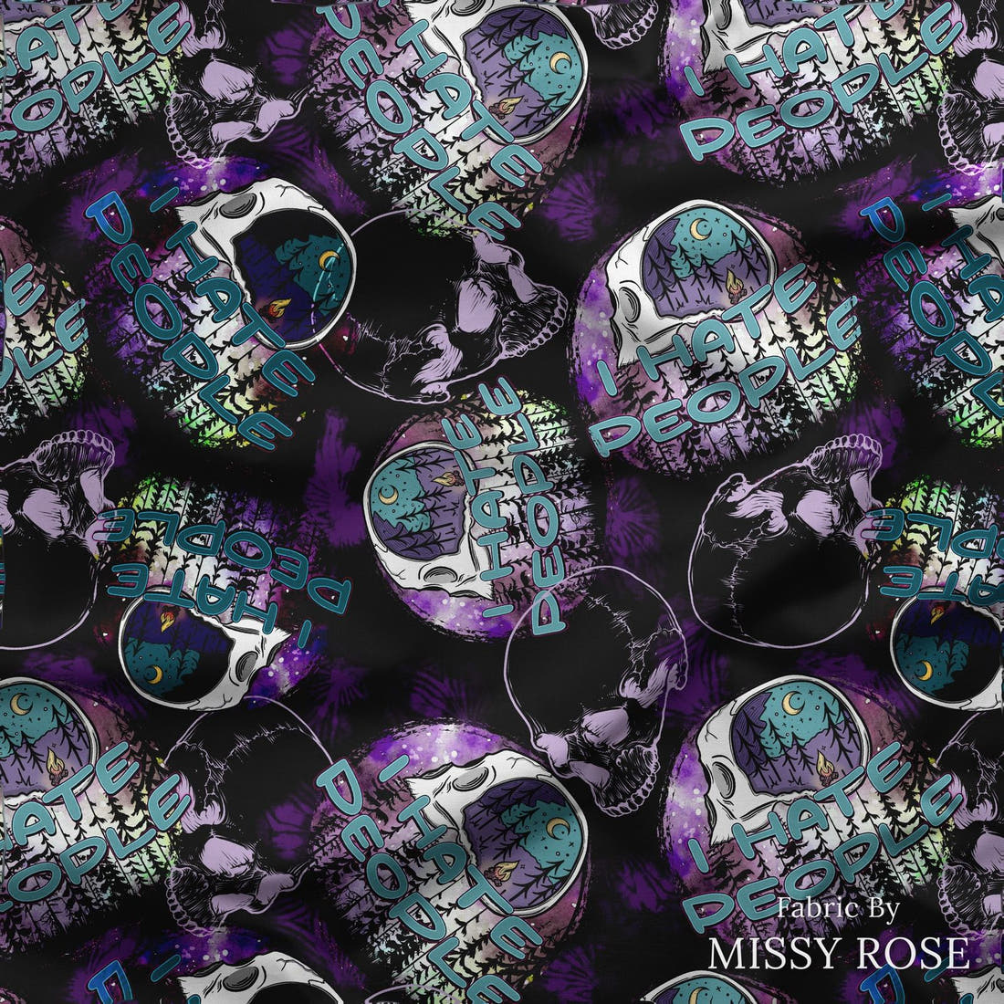 Design 64 Hate People Fabric draped fabric mockup – custom printed fabric by the metre | Fabric by Missy Rose