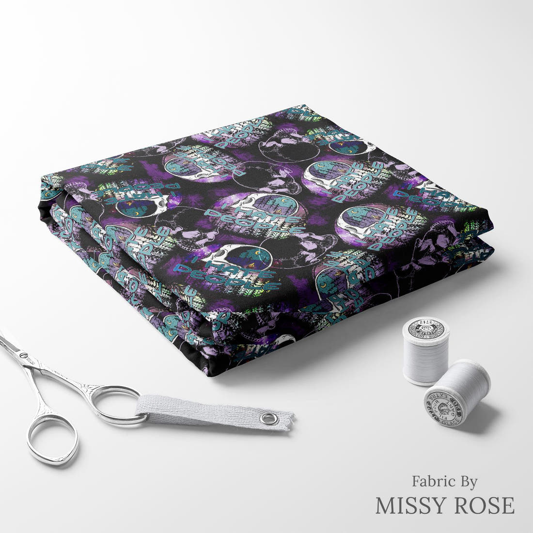 Design 64 Hate People Fabric folded fabric stack with matching thread – pre-order fabric Australia | Fabric by Missy Rose