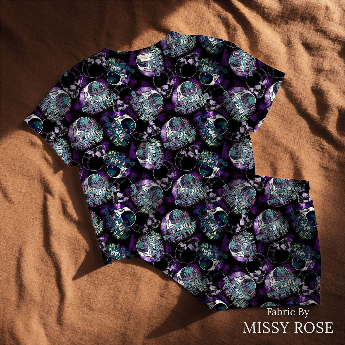 Design 64 Hate People Fabric sewn into a lounge set – see how the print looks made up | Fabric by Missy Rose