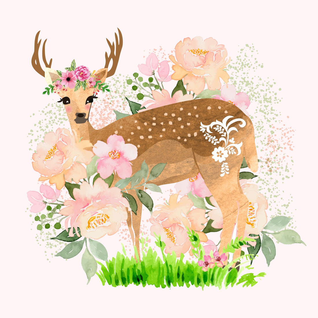 Design 641 Pretty Deer Panel – full artwork close-up of the printed picture | Fabric by Missy Rose