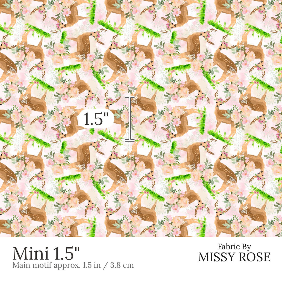 Design 641 Pretty Deer Fabric Mini 1.5 inch print scale guide | Fabric by Missy Rose
