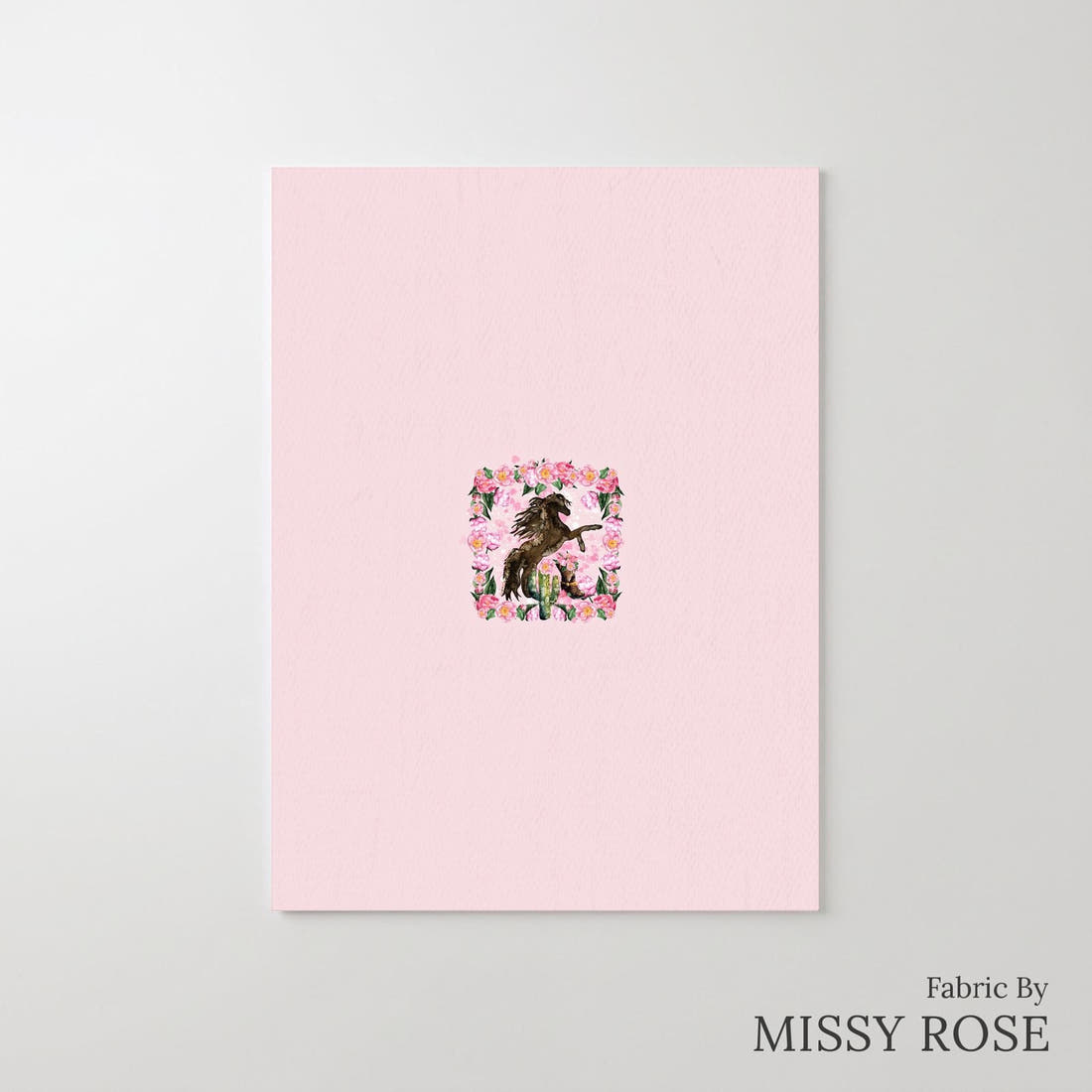 Design 645 Pink Horse Panel – printed fabric panel with centred picture, custom printed to order | Fabric by Missy Rose