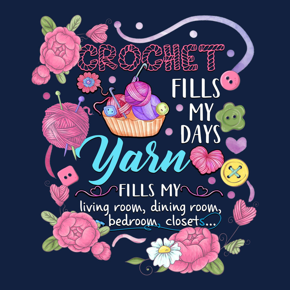 Design 647 Crochet Panel – full artwork close-up of the printed picture | Fabric by Missy Rose