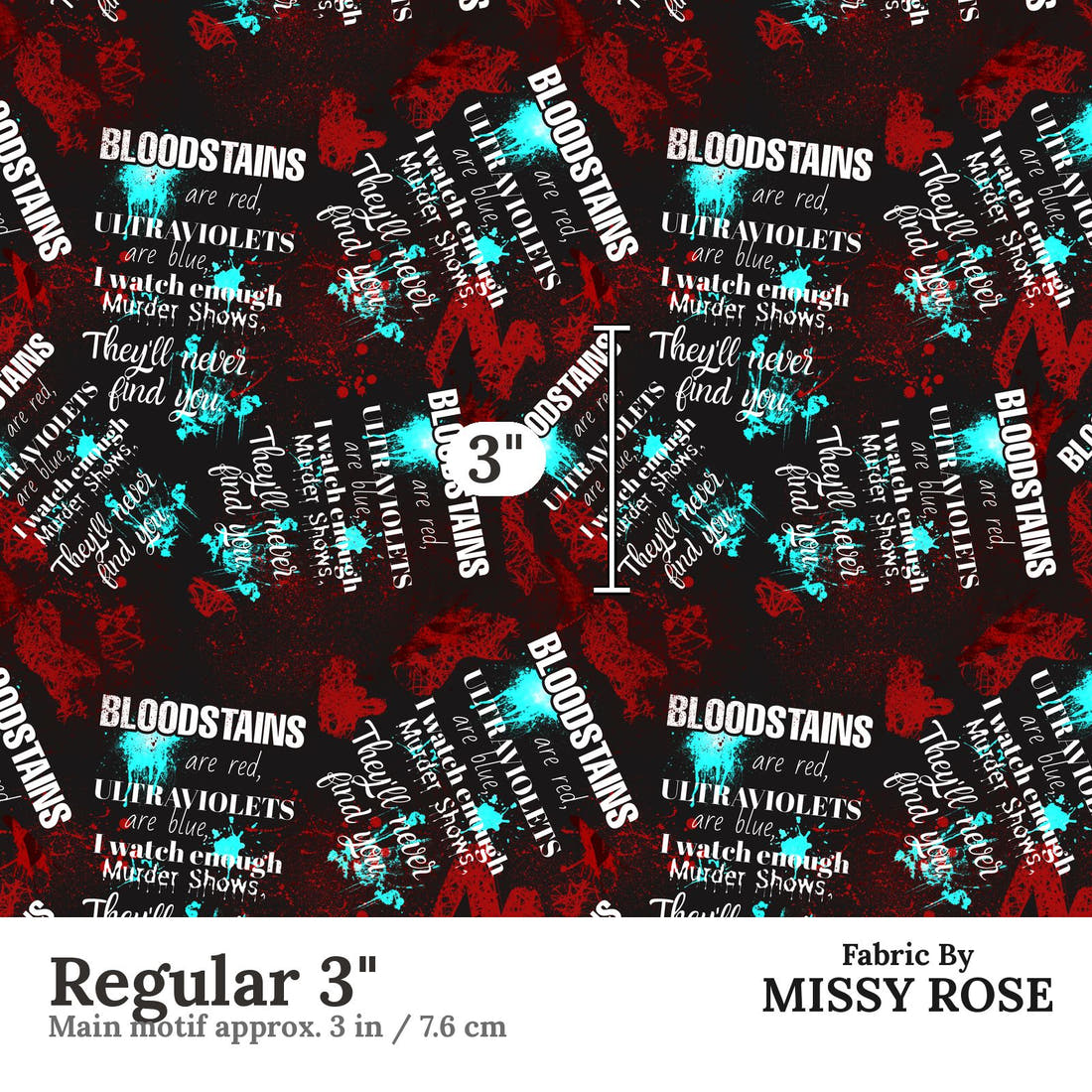 Design 648 Crime Fabric Regular 3" - print scale | Fabric by Missy Rose