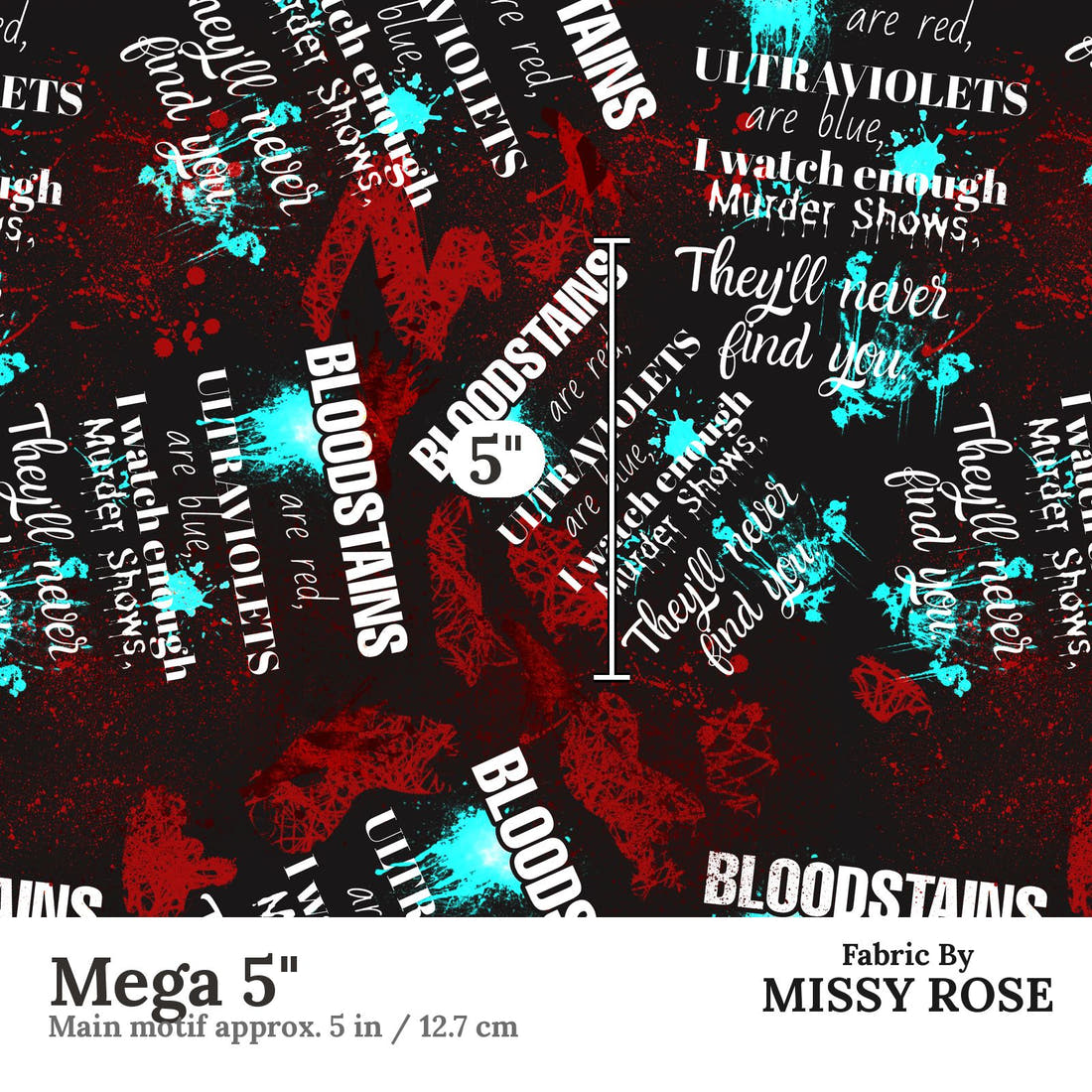 Design 648 Crime Fabric Mega 5" - print scale | Fabric by Missy Rose