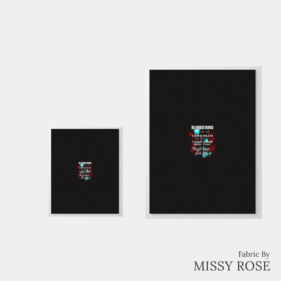 Design 648 Crime Panel – universal and adult panel sizes side by side | Fabric by Missy Rose