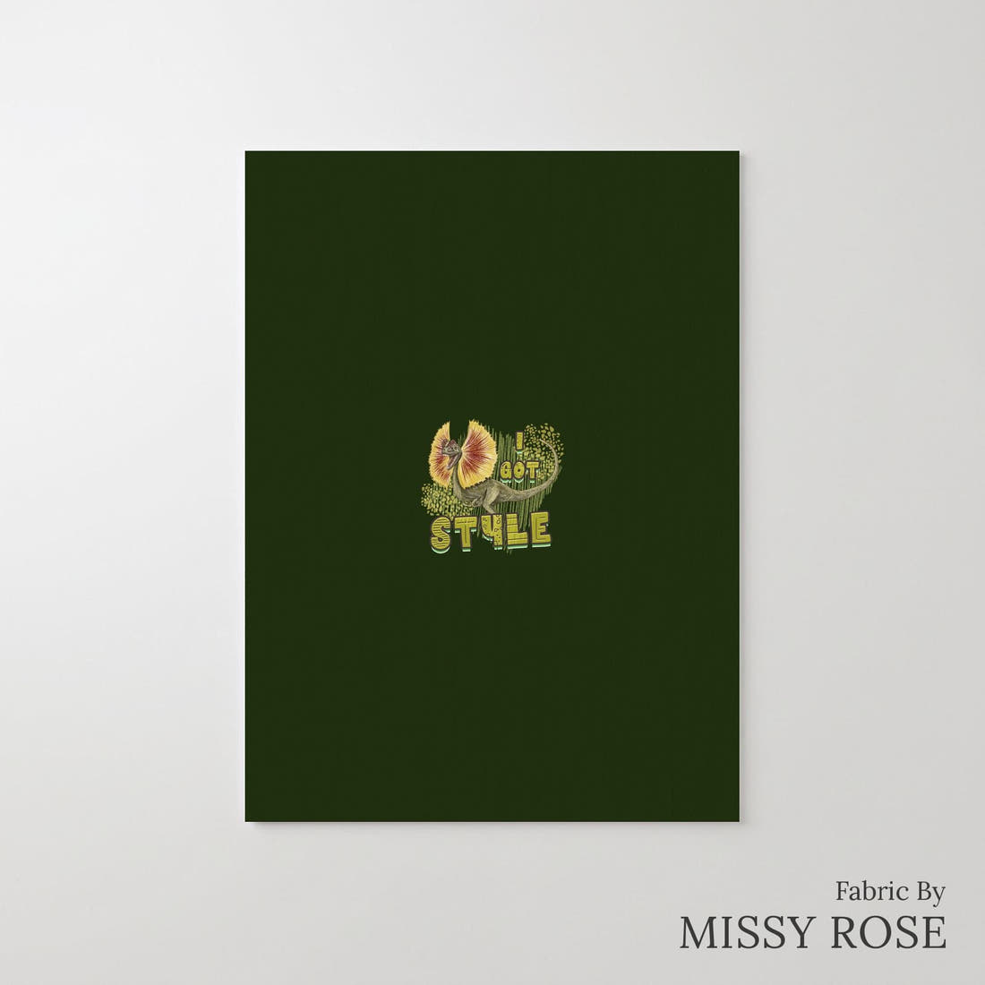 Design 649 Green Dino Panel – printed fabric panel with centred picture, custom printed to order | Fabric by Missy Rose