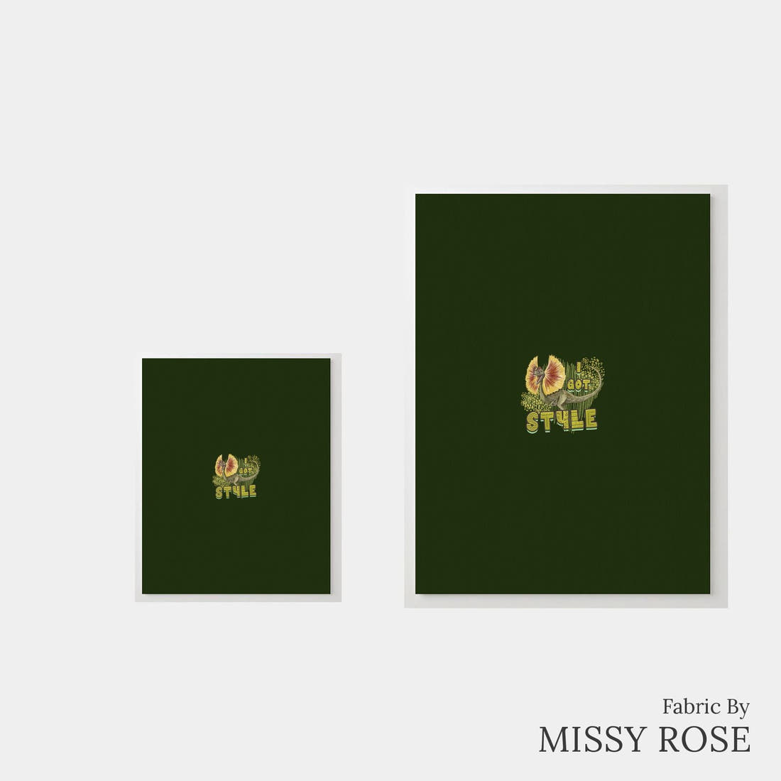 Design 649 Green Dino Panel – universal and adult panel sizes side by side | Fabric by Missy Rose