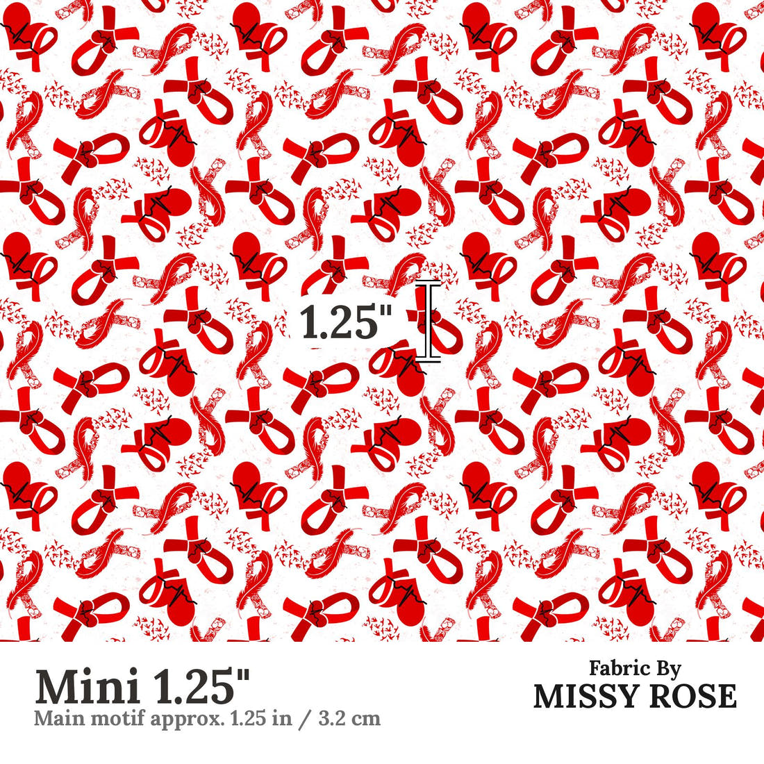 Design 65 Heart Disease Fabric Mini 1.25" - print scale | Fabric by Missy Rose