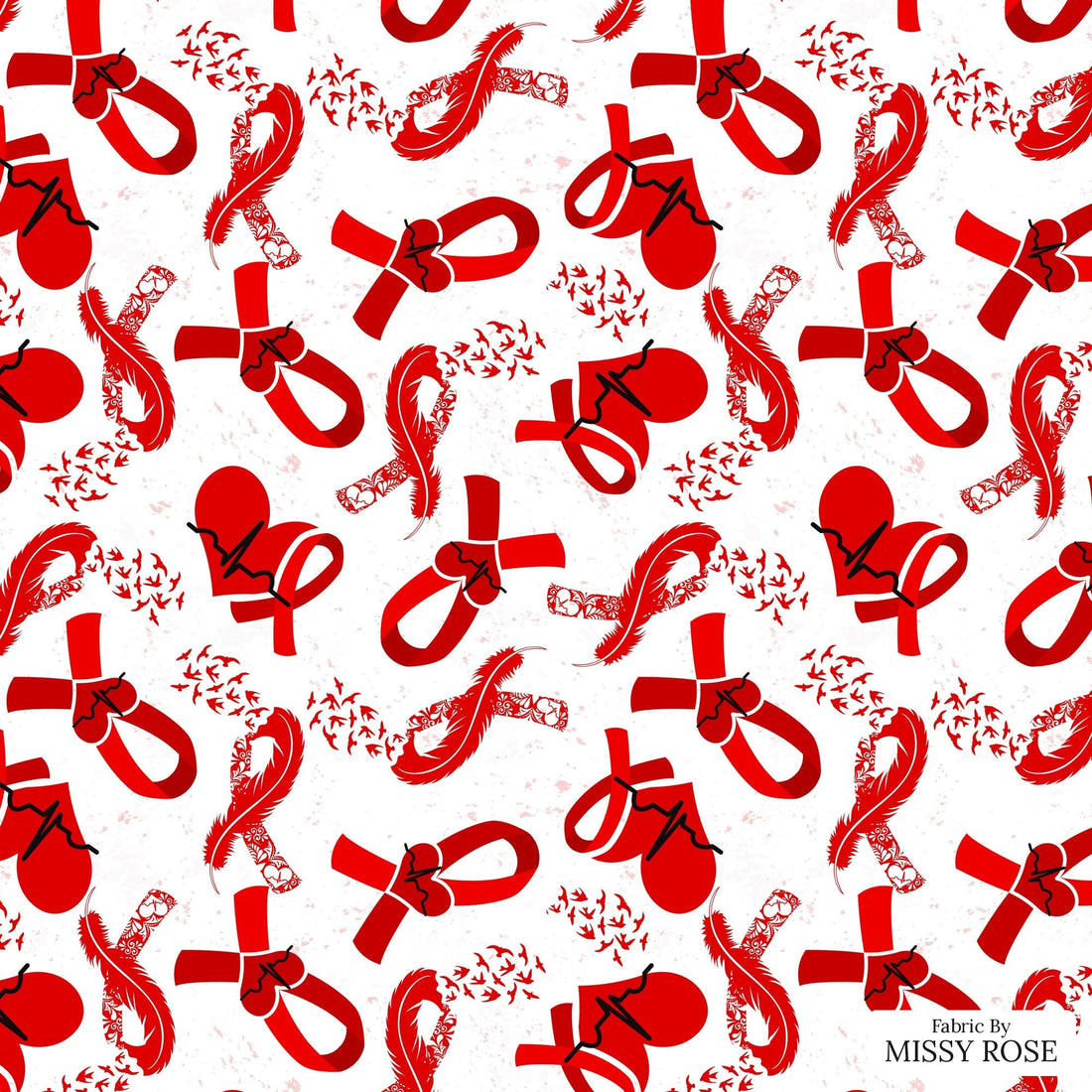 Design 65 Heart Disease Fabric - flat view of the print, zoom in for detail | Fabric by Missy Rose
