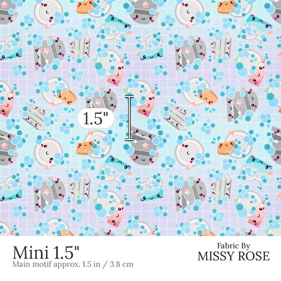 Design 650 Dishes Fabric Mini 1.5 inch print scale guide | Fabric by Missy Rose