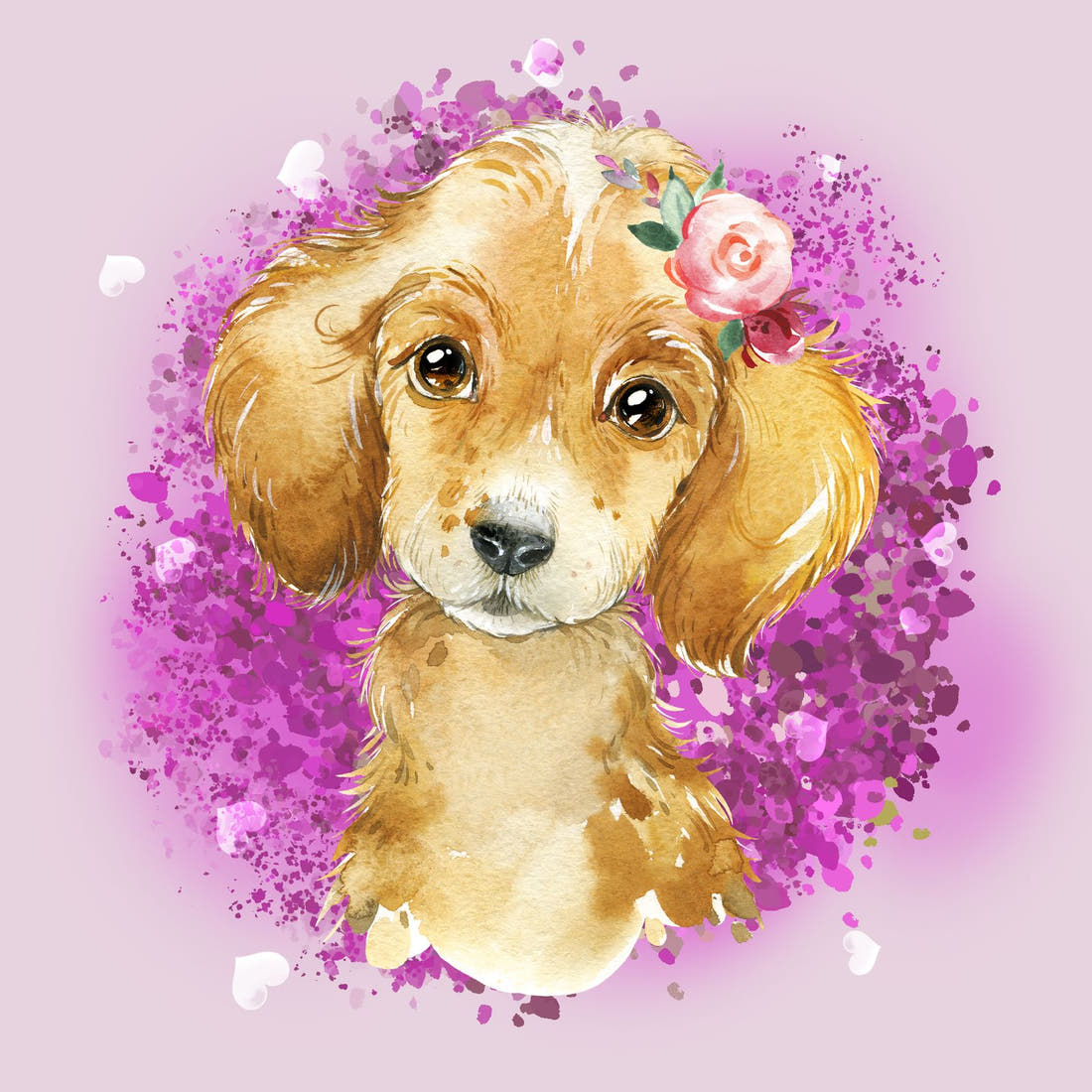 Design 651 Purple Dog Panel – full artwork close-up of the printed picture | Fabric by Missy Rose