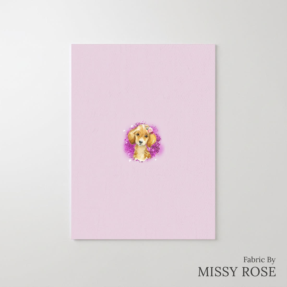 Design 651 Purple Dog Panel – printed fabric panel with centred picture, custom printed to order | Fabric by Missy Rose