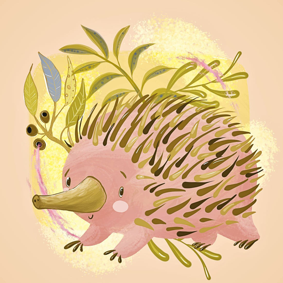 Design 652 Echidna Panel – full artwork close-up of the printed picture | Fabric by Missy Rose