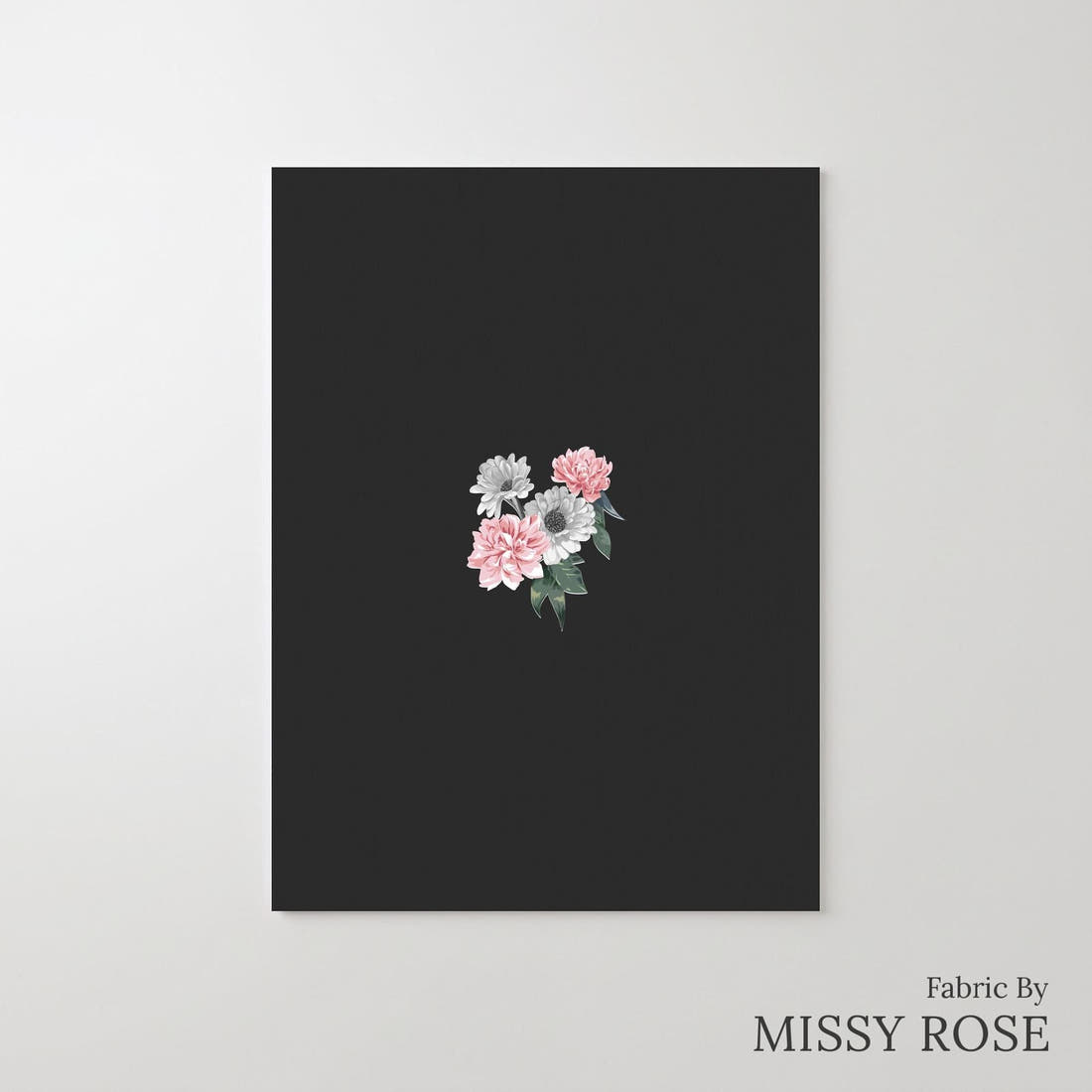 Design 654 Grey Floral Panel – printed fabric panel with centred picture, custom printed to order | Fabric by Missy Rose