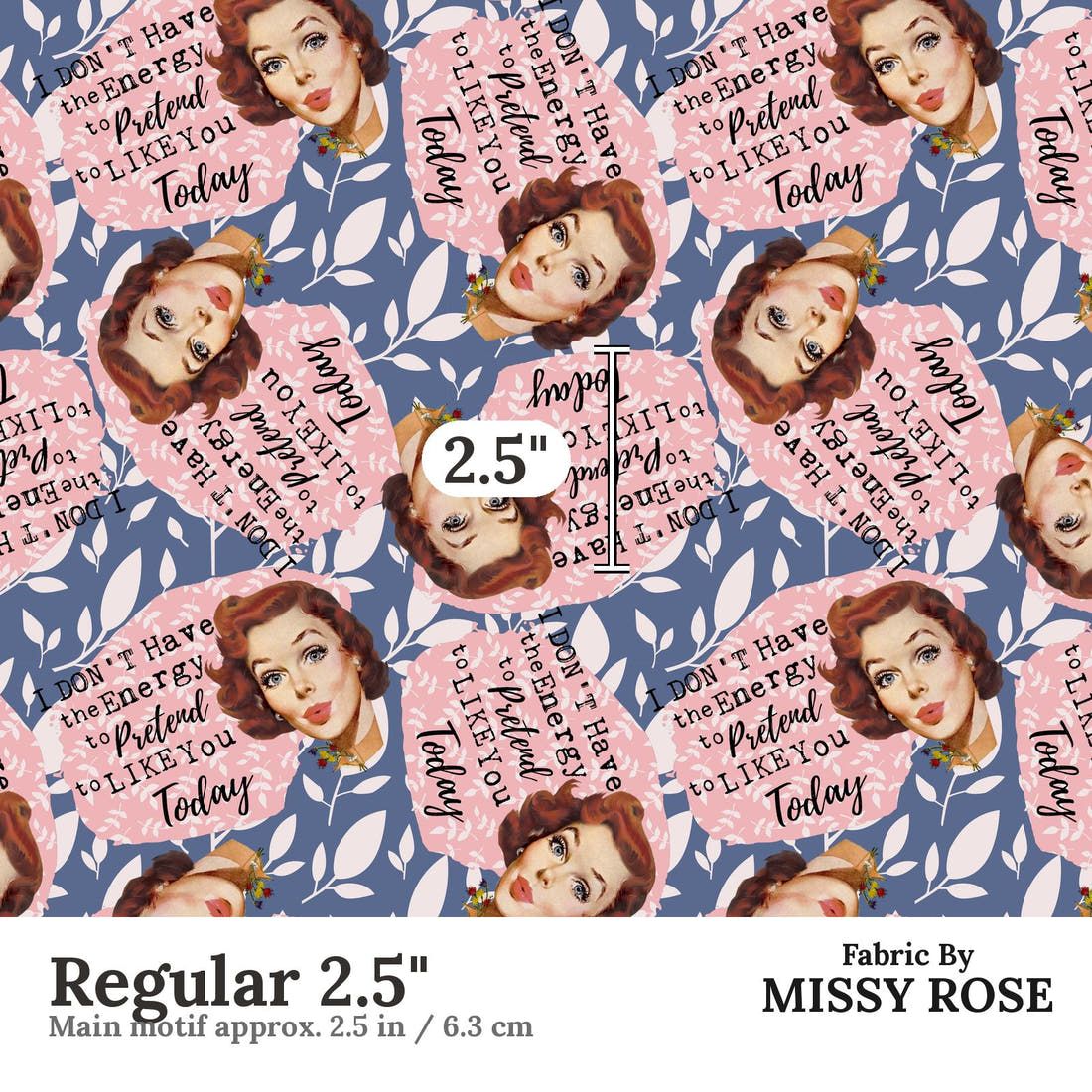 Design 655 Cheeky Retro Fabric Regular 2.5" - print scale | Fabric by Missy Rose