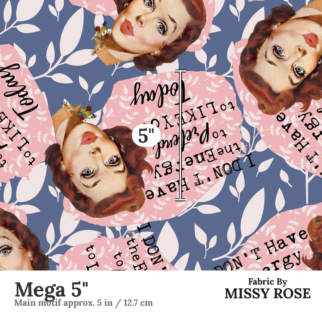 Design 655 Cheeky Retro Fabric Mega 5" - print scale | Fabric by Missy Rose