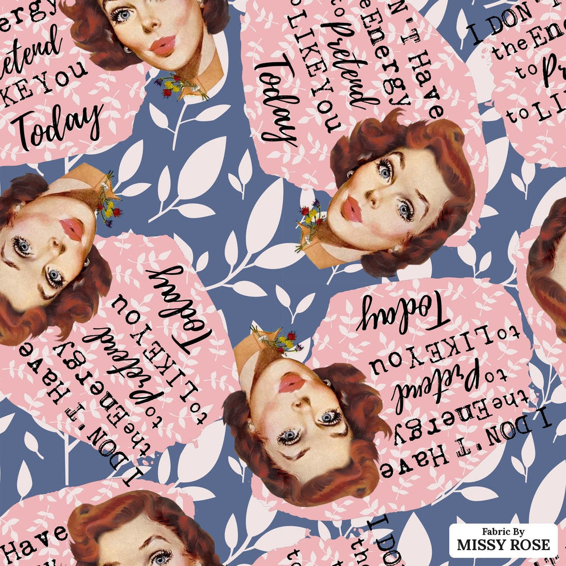 Design 655 Cheeky Retro Fabric - flat view of the print, zoom in for detail | Fabric by Missy Rose