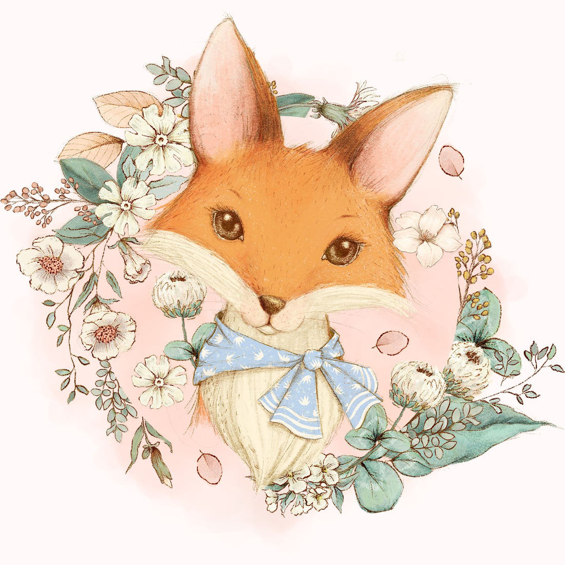 Design 656 Cute Fox Panel – full artwork close-up of the printed picture | Fabric by Missy Rose