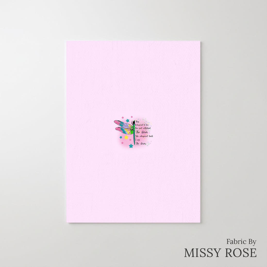 Design 657 Pink Dragonfly Panel – printed fabric panel with centred picture, custom printed to order | Fabric by Missy Rose