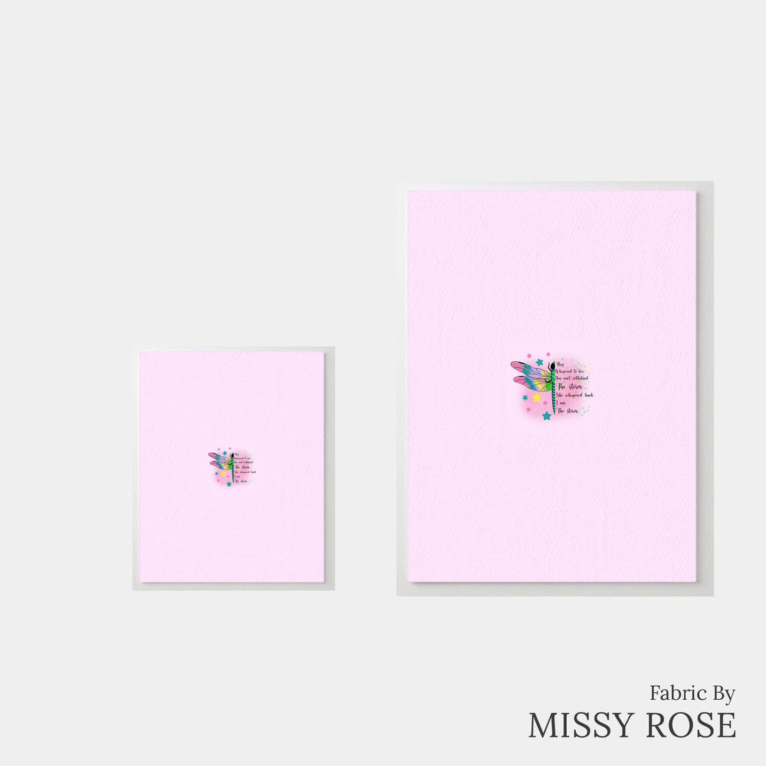 Design 657 Pink Dragonfly Panel – universal and adult panel sizes side by side | Fabric by Missy Rose
