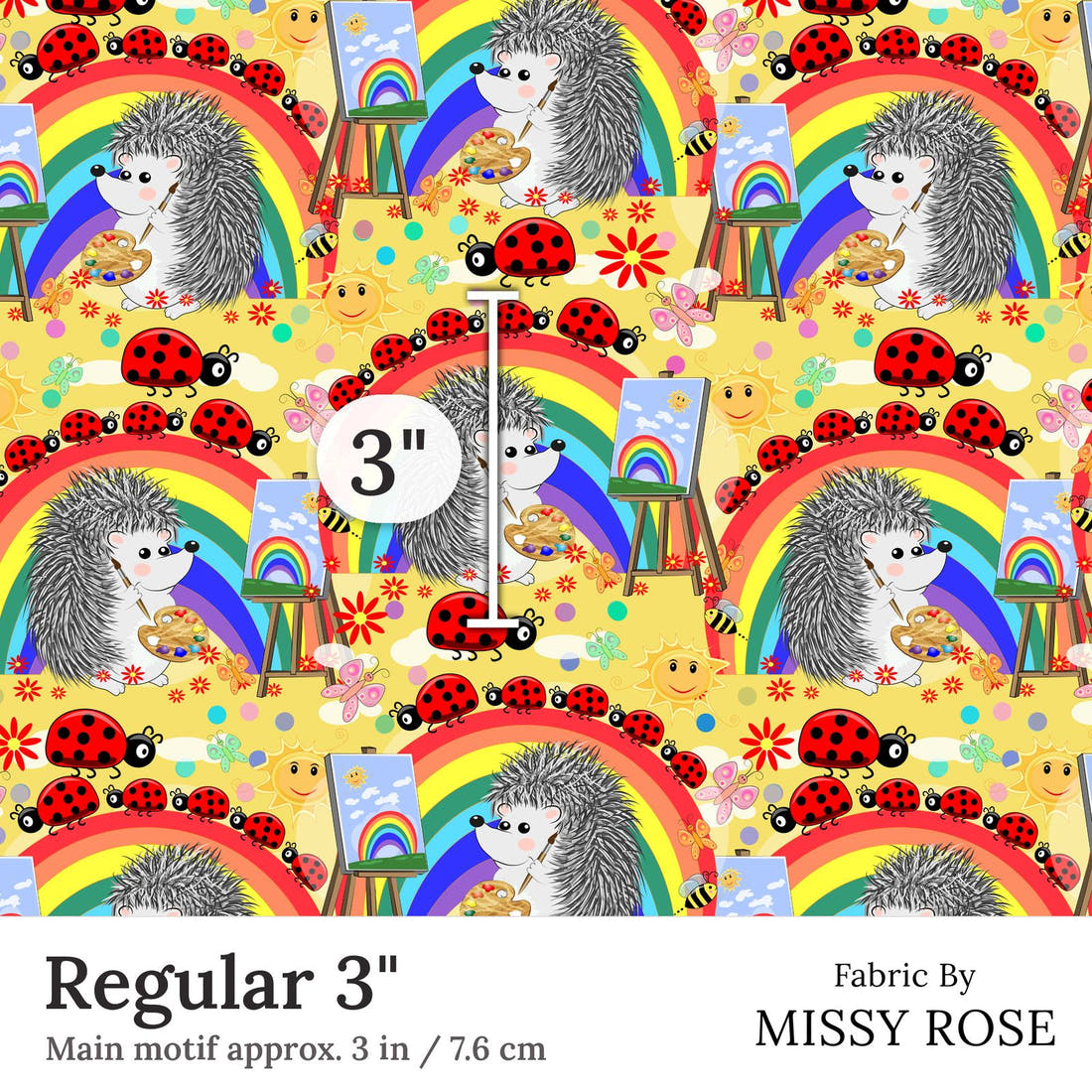 Design 66 Artist Fabric Regular 3 inch print scale guide | Fabric by Missy Rose