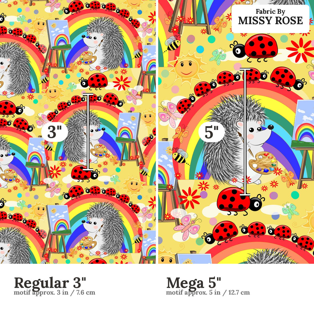 Design 66 Artist Fabric size comparison - print scale | Fabric by Missy Rose