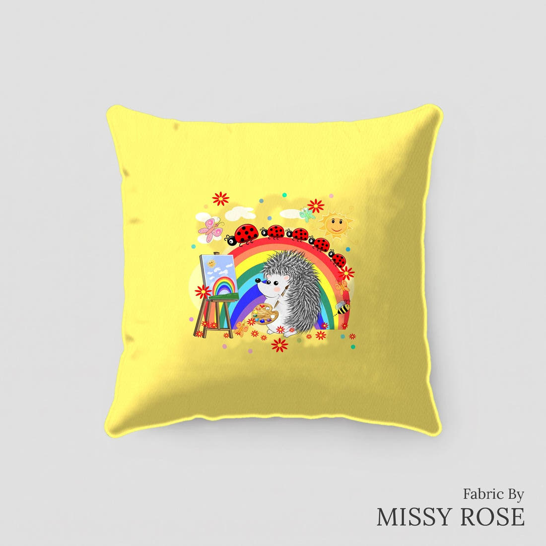Design 66 Artist Panel sewn into a cushion – see how the panel looks made up | Fabric by Missy Rose