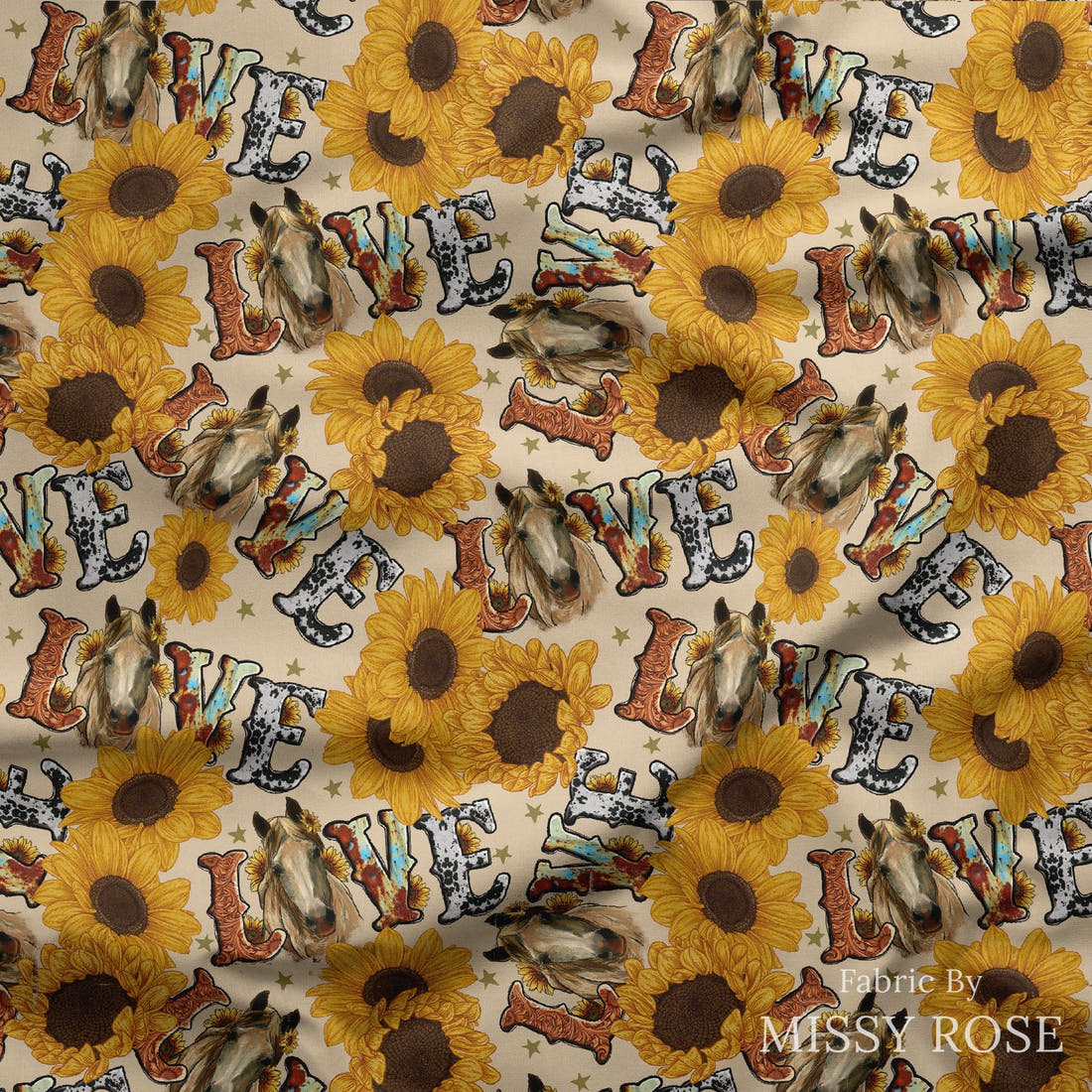 Design 660 Floral Love Fabric draped fabric mockup – custom printed fabric by the metre | Fabric by Missy Rose