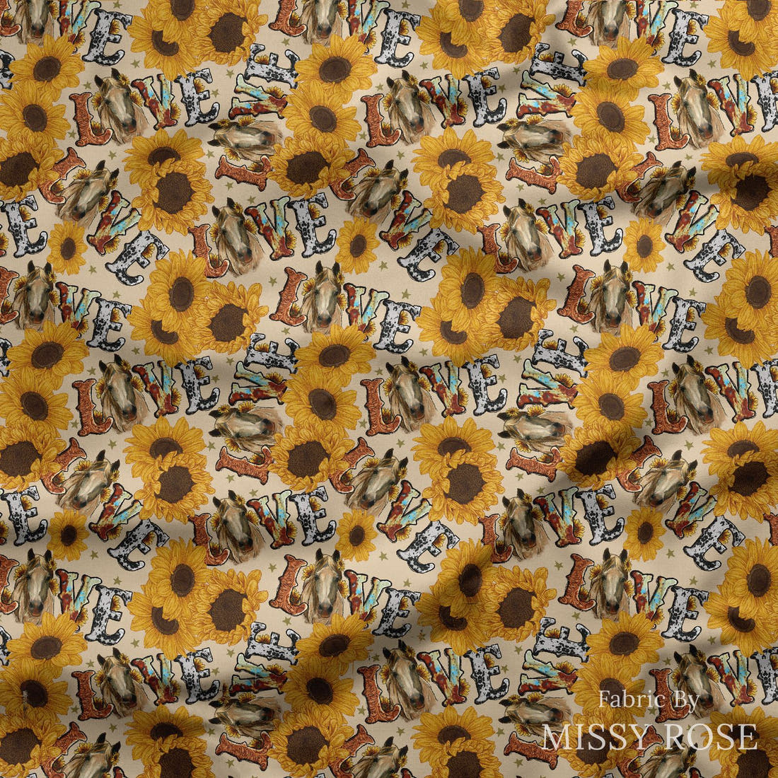 Design 660 Floral Love Fabric draped fabric mockup – custom printed fabric by the metre | Fabric by Missy Rose