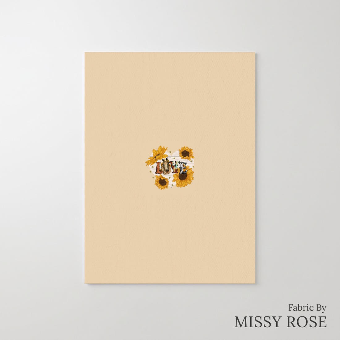 Design 660 Floral Love Panel – printed fabric panel with centred picture, custom printed to order | Fabric by Missy Rose