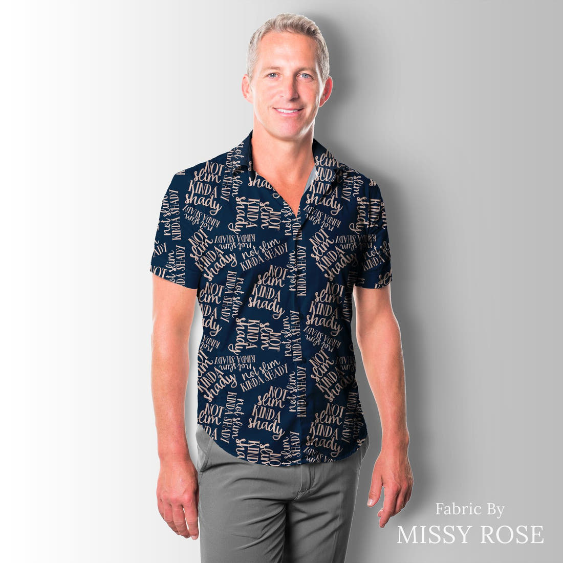 Design 662 Shady Fabric sewn into a men's shirt – see how the print looks made up | Fabric by Missy Rose