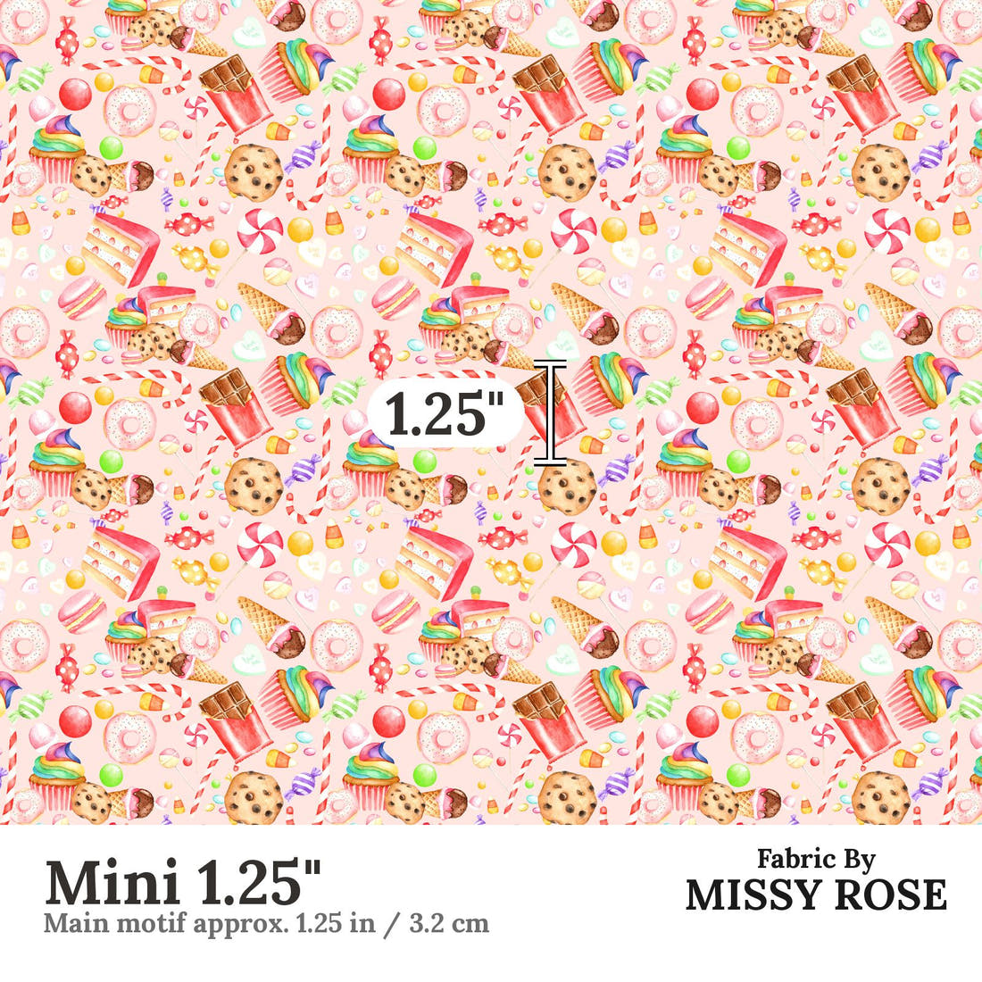 Design 663 Sweets Fabric Mini 1.25" - print scale | Fabric by Missy Rose