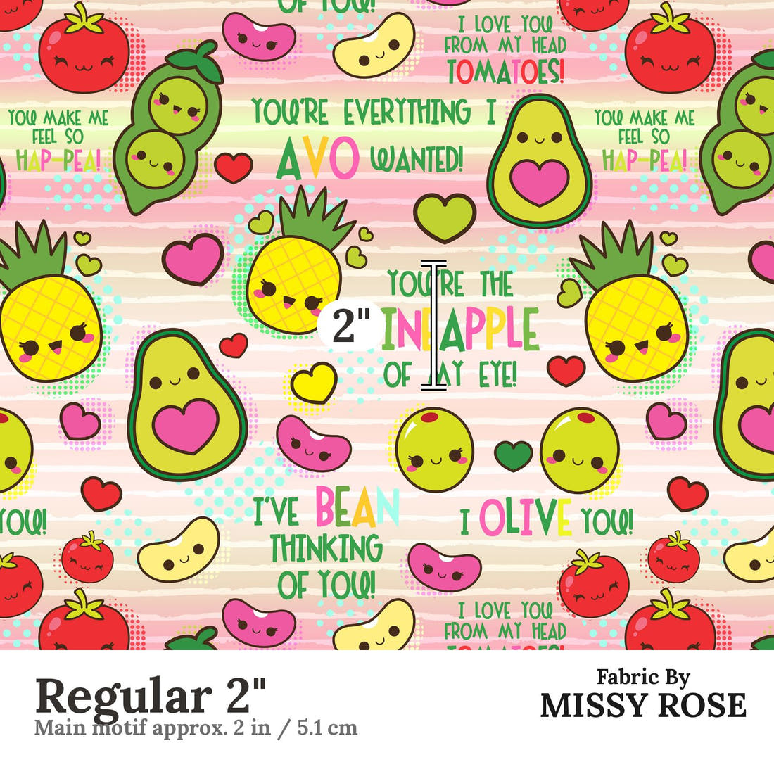 Design 665 Happy Food Fabric Regular 2" - print scale | Fabric by Missy Rose