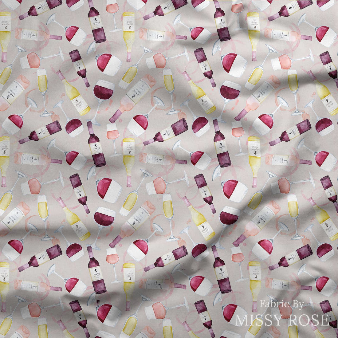 Design 668 Wine Fabric draped fabric mockup – custom printed fabric by the metre | Fabric by Missy Rose