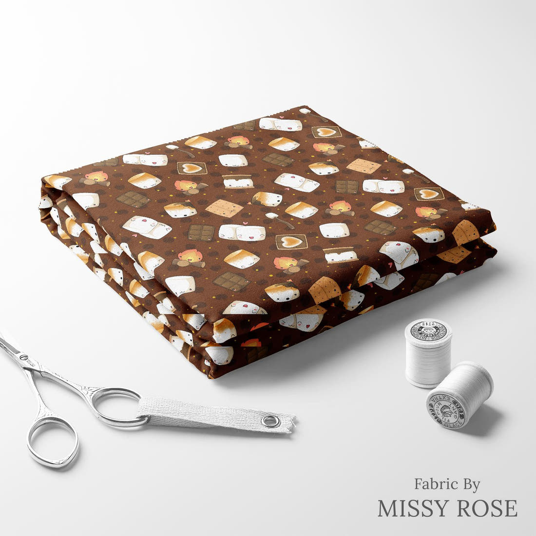 Design 67 Marshmallow Fabric folded fabric stack with matching thread – pre-order fabric Australia | Fabric by Missy Rose