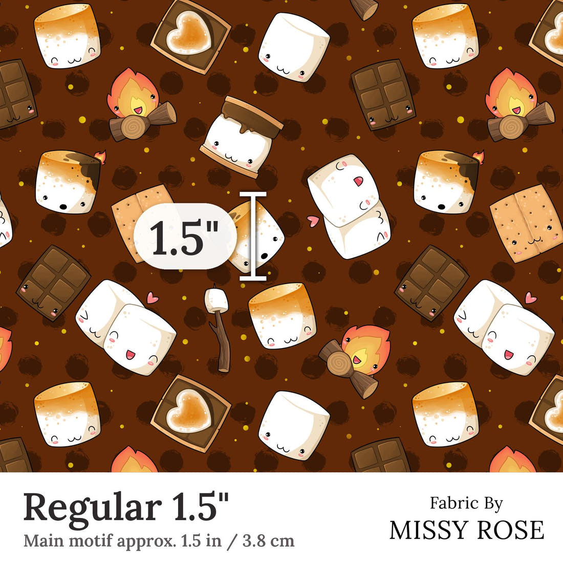 Design 67 Marshmallow Fabric Regular 1.5 inch print scale guide | Fabric by Missy Rose