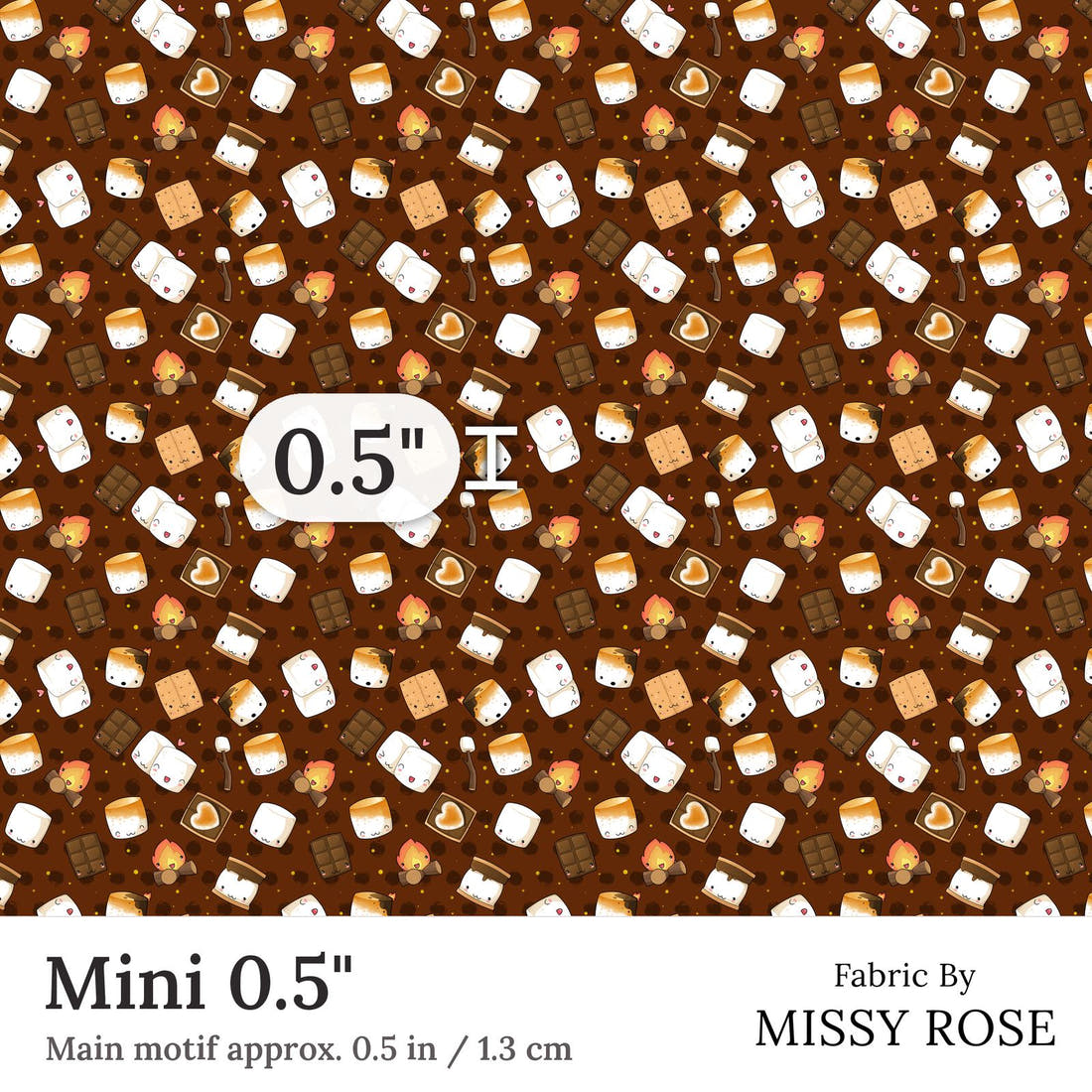 Design 67 Marshmallow Fabric Mini 0.5 inch print scale guide | Fabric by Missy Rose