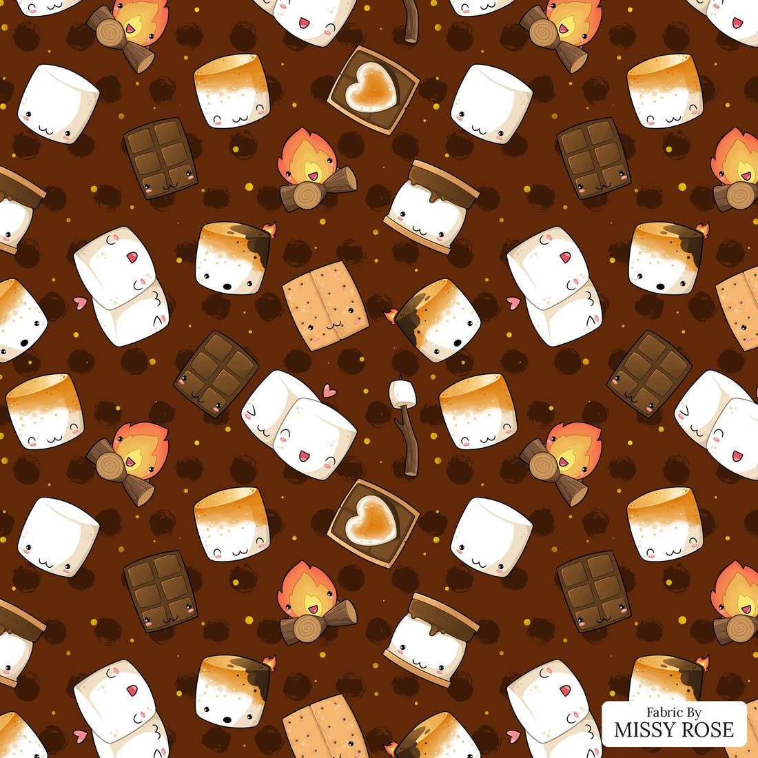 Design 67 Marshmallow Fabric - flat view of the print, zoom in for detail | Fabric by Missy Rose