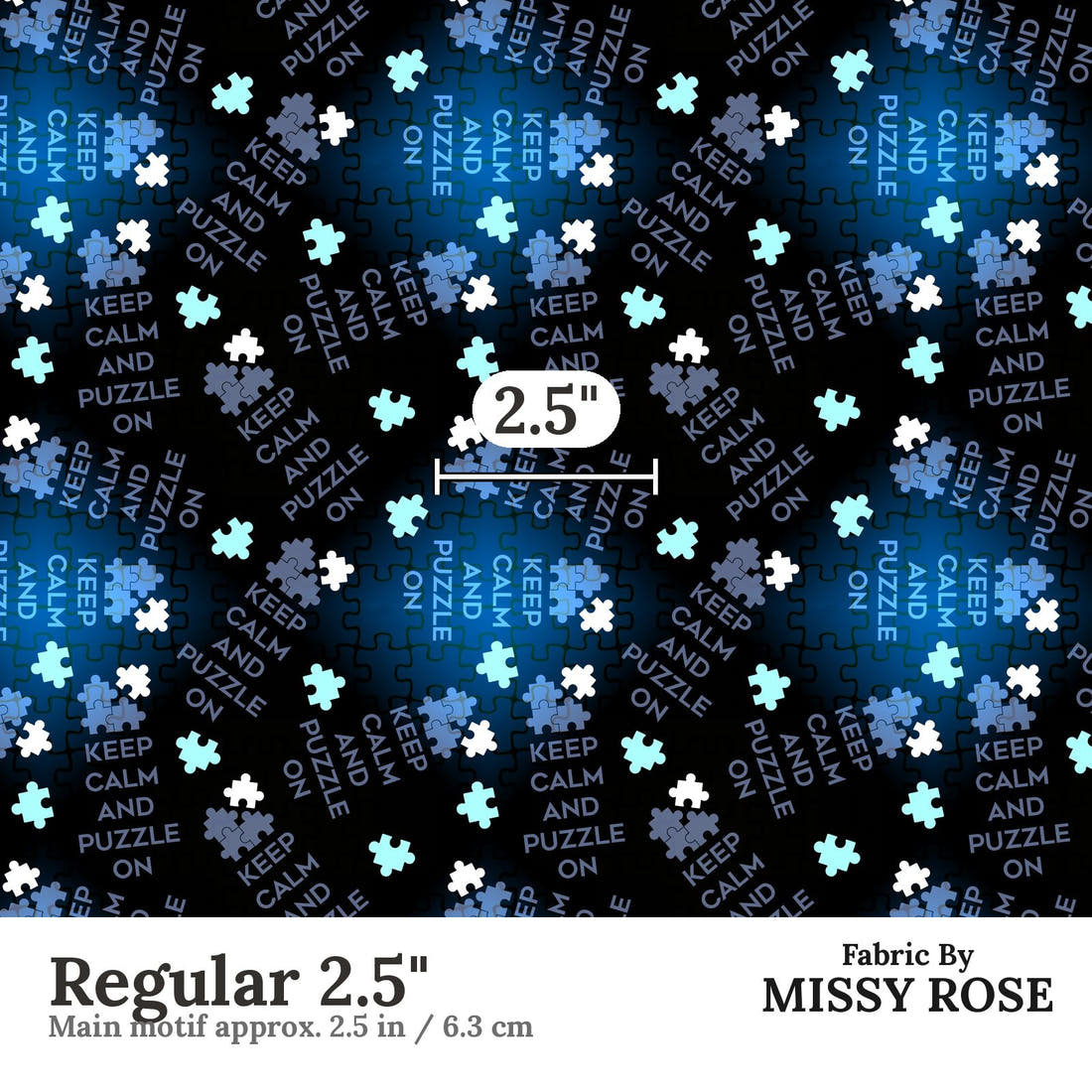 Design 670 Puzzle Fabric Regular 2.5" - print scale | Fabric by Missy Rose