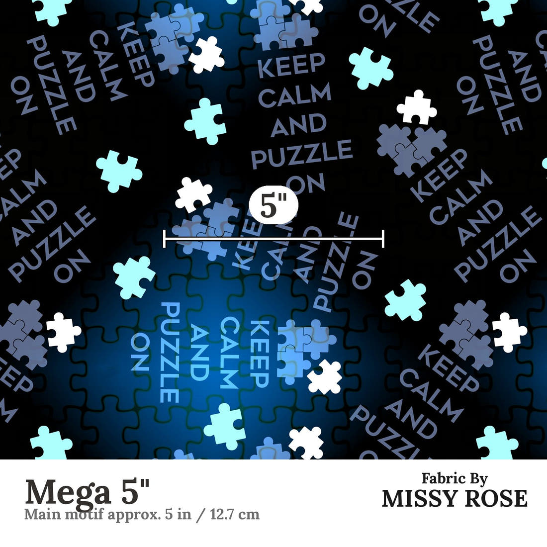 Design 670 Puzzle Fabric Mega 5" - print scale | Fabric by Missy Rose